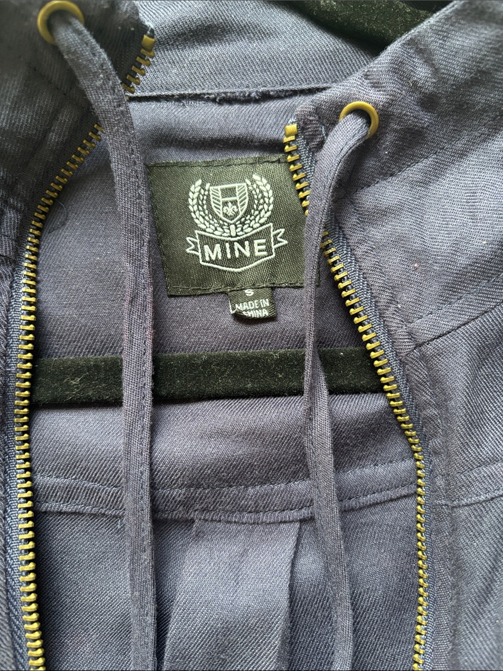 mine Navy Drawstring Zip-Up Utility Jacket with Rolled Sleeves - Picture 2 of 5